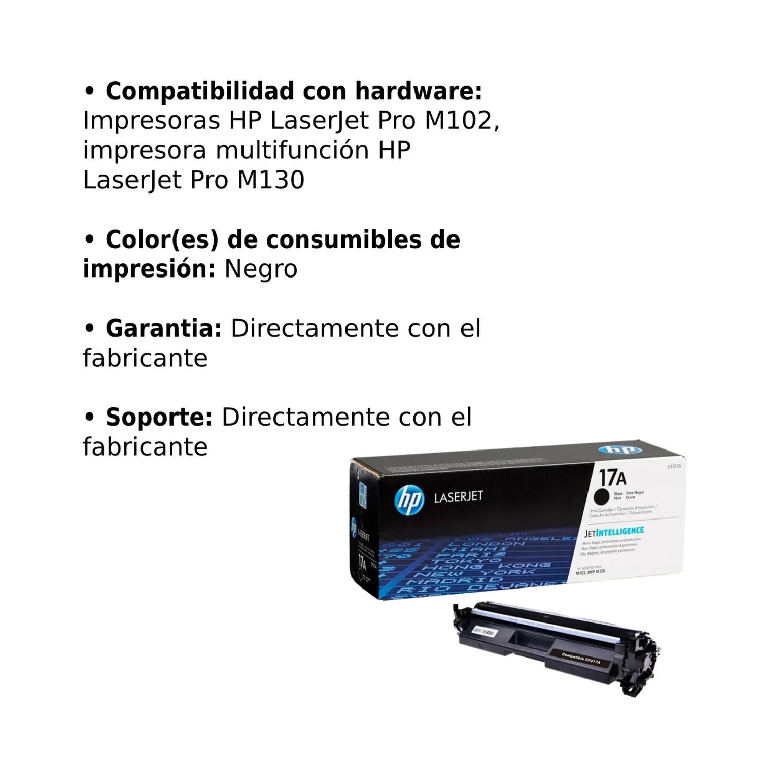 Cartucho Original De Tóner Hp 17A Negro, 1.600 Páginas