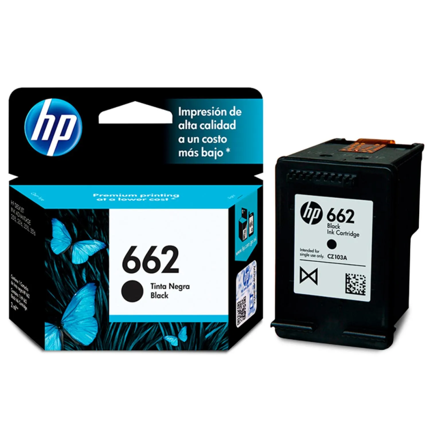 Cartucho Original De Tinta Hp 662 Negro, 120 Páginas, 2 ml