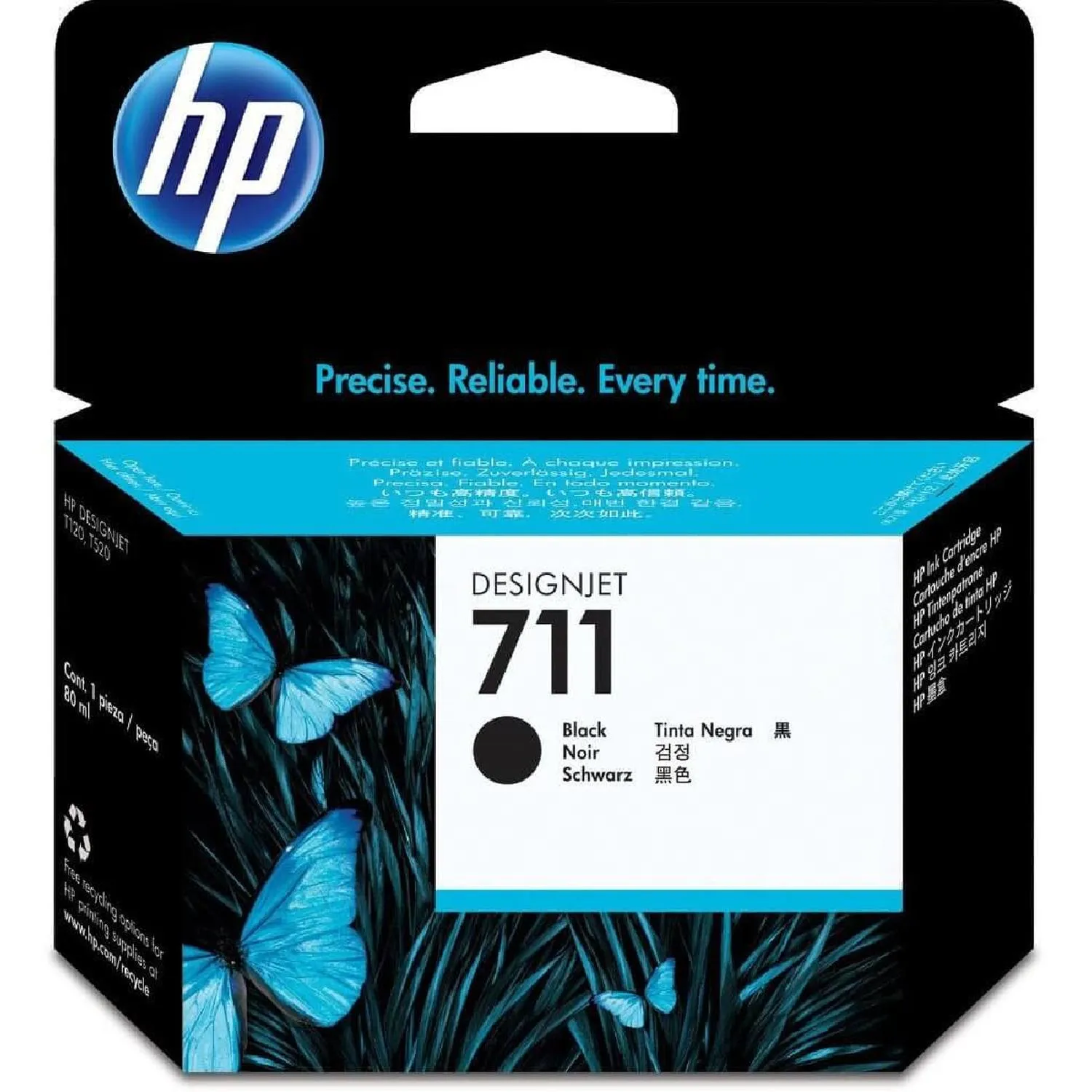 Cartucho Original De Tinta Hp 711 Negro, 80ml