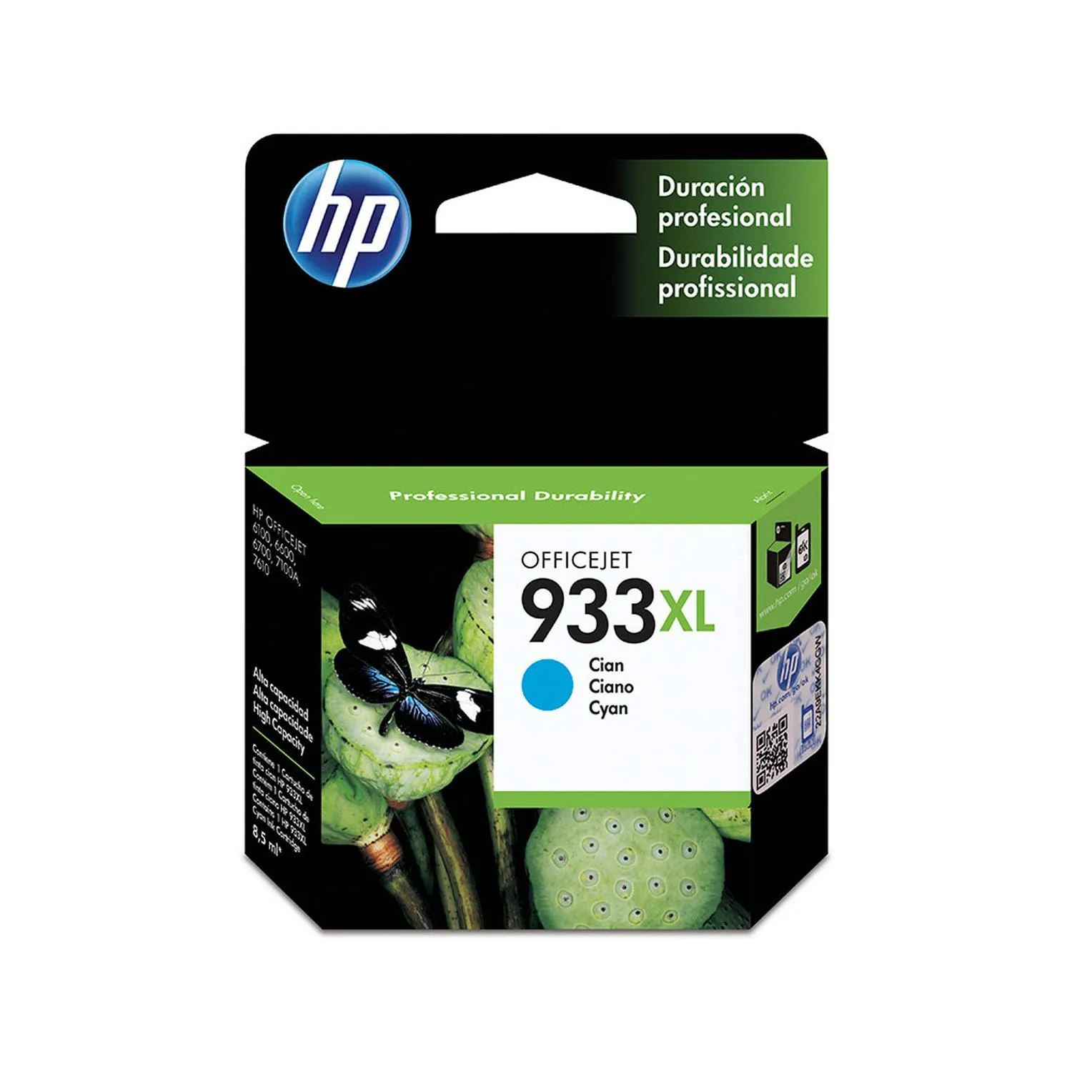 Cartucho Original De Tinta Hp 933xl Alto Rendimiento Cian, 825 Páginas, 8.5 ml