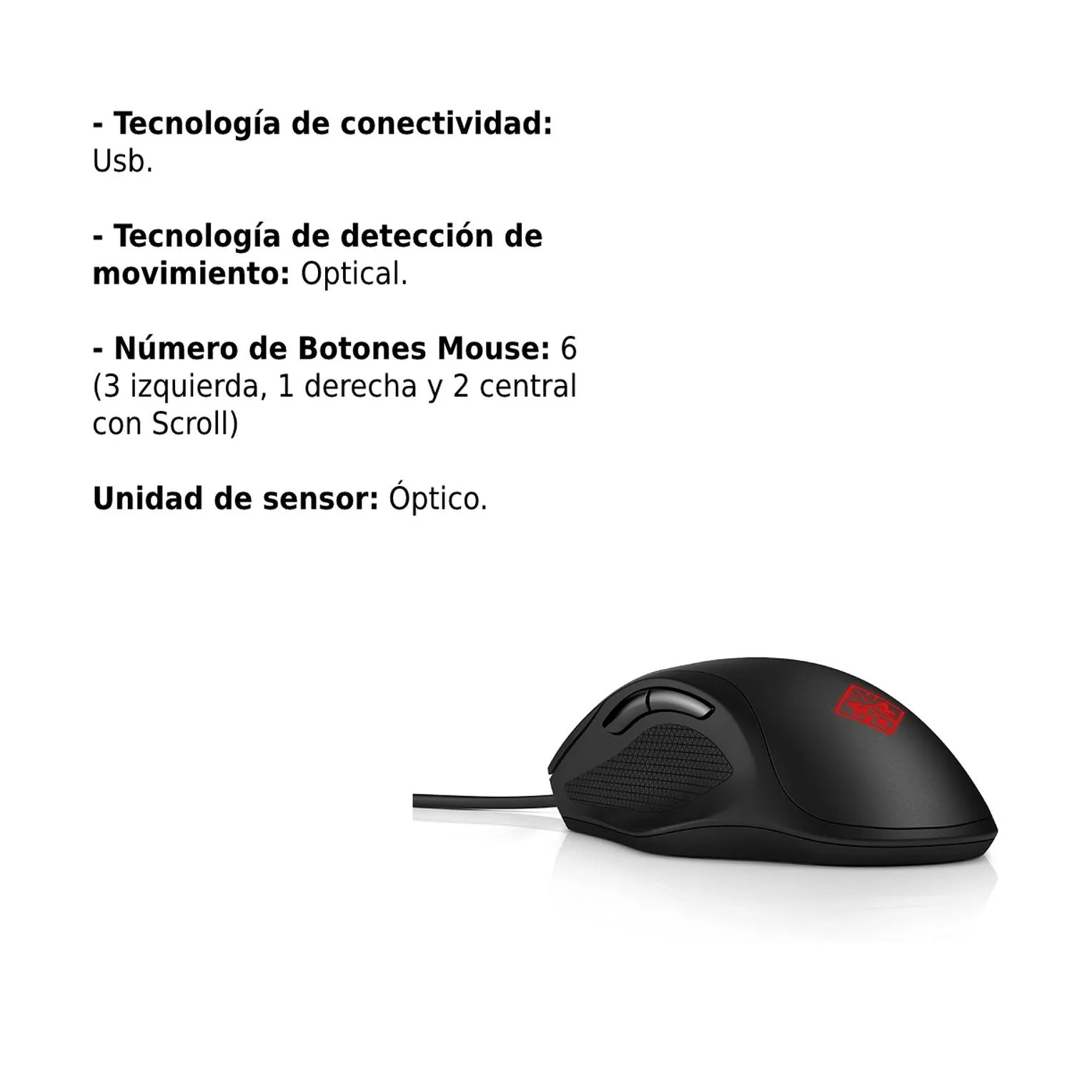 Mouse Original Alámbrico Gamer Hp 400 Omen Negro