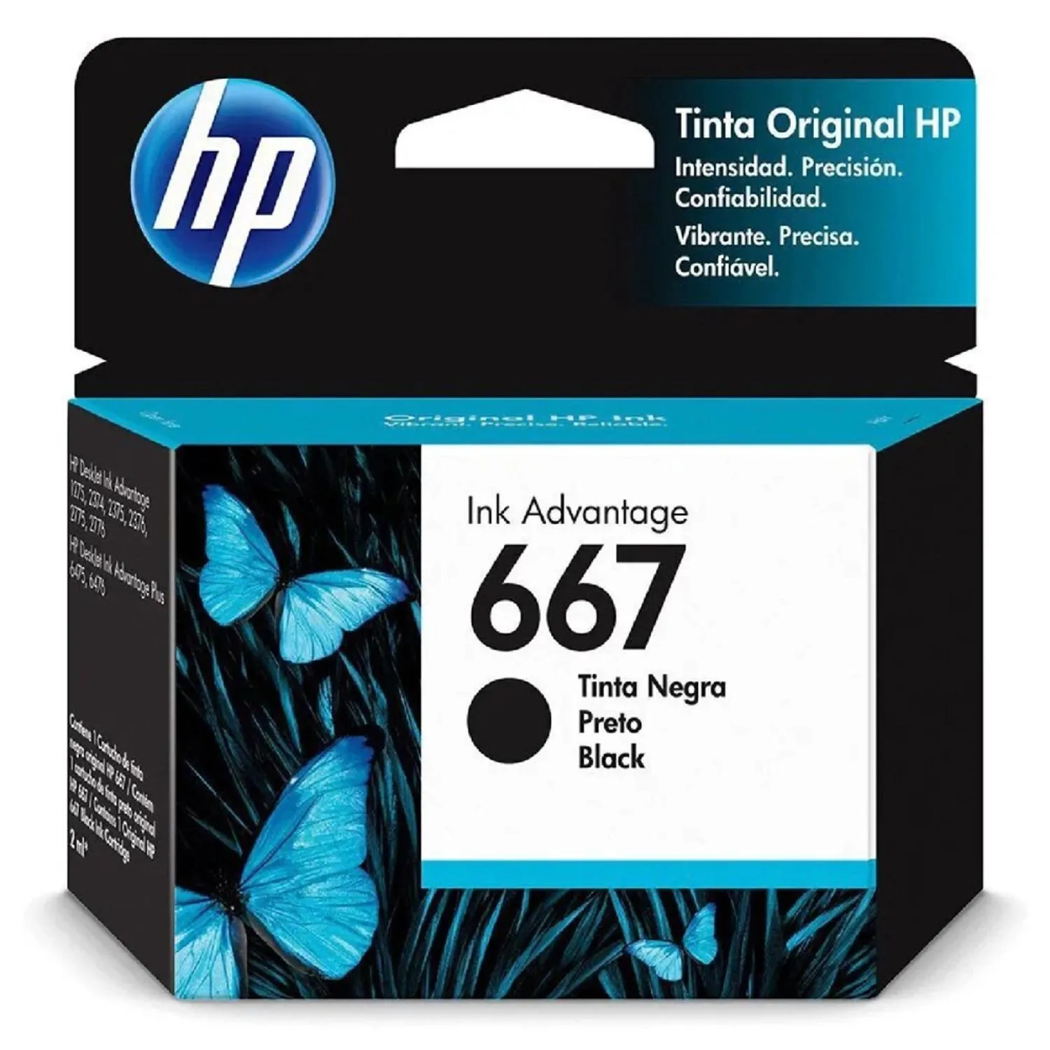 Cartucho Original De Tinta Hp 667 Negro, 120 Páginas, 2 ml