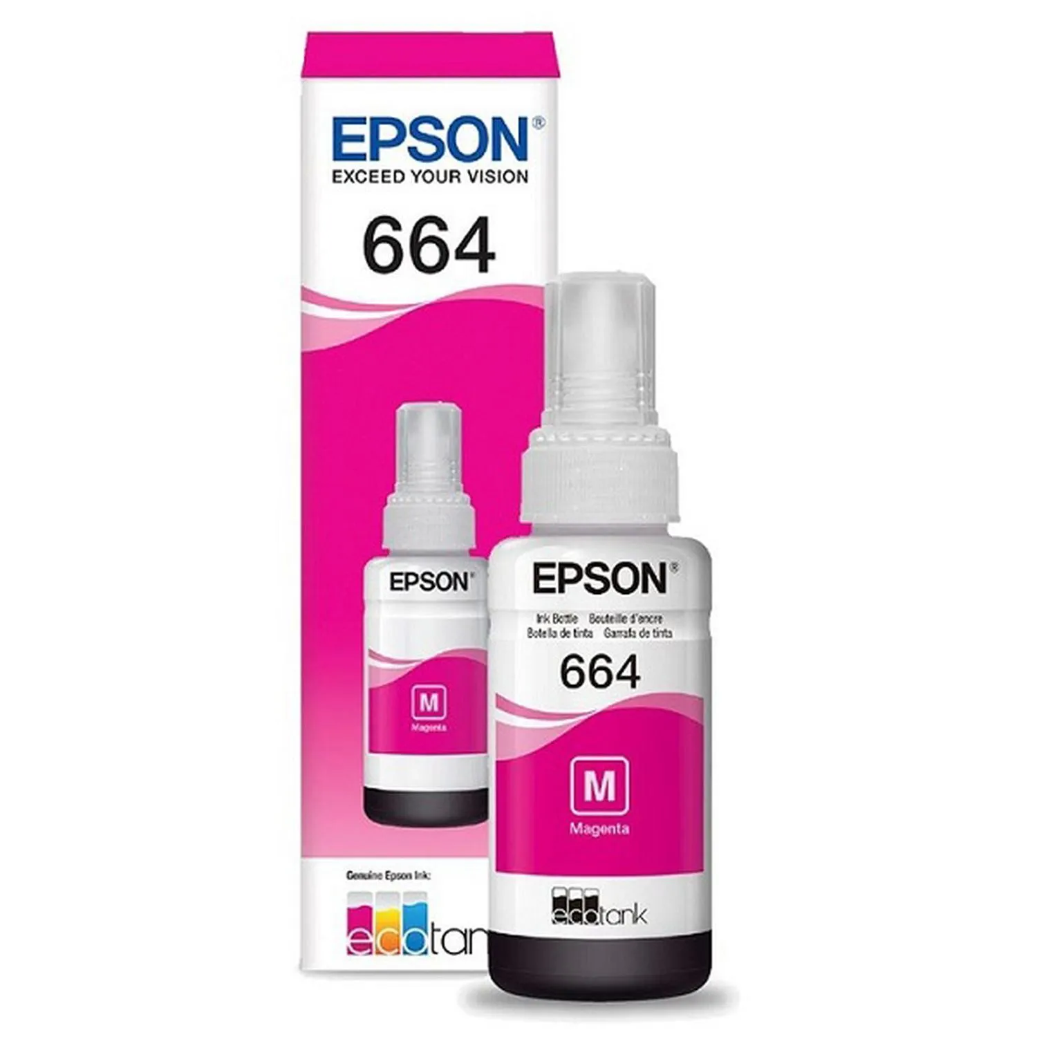 Botella Original De Tinta Epson 664 Magenta, 7.500 Páginas, 70 ml