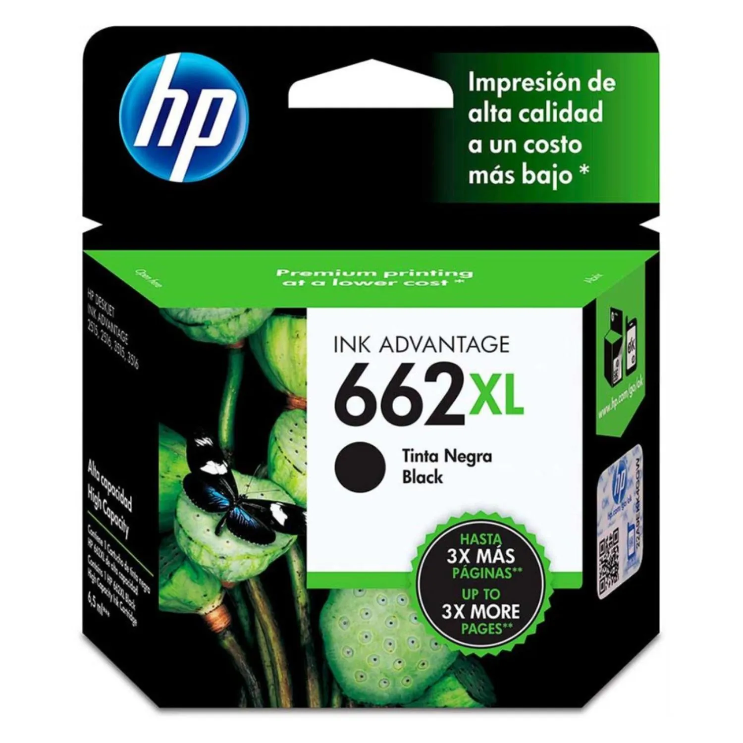 Cartucho Original De Tinta Hp 662xl Alto Rendimiento Negra, 360 Páginas, 6.5 ml