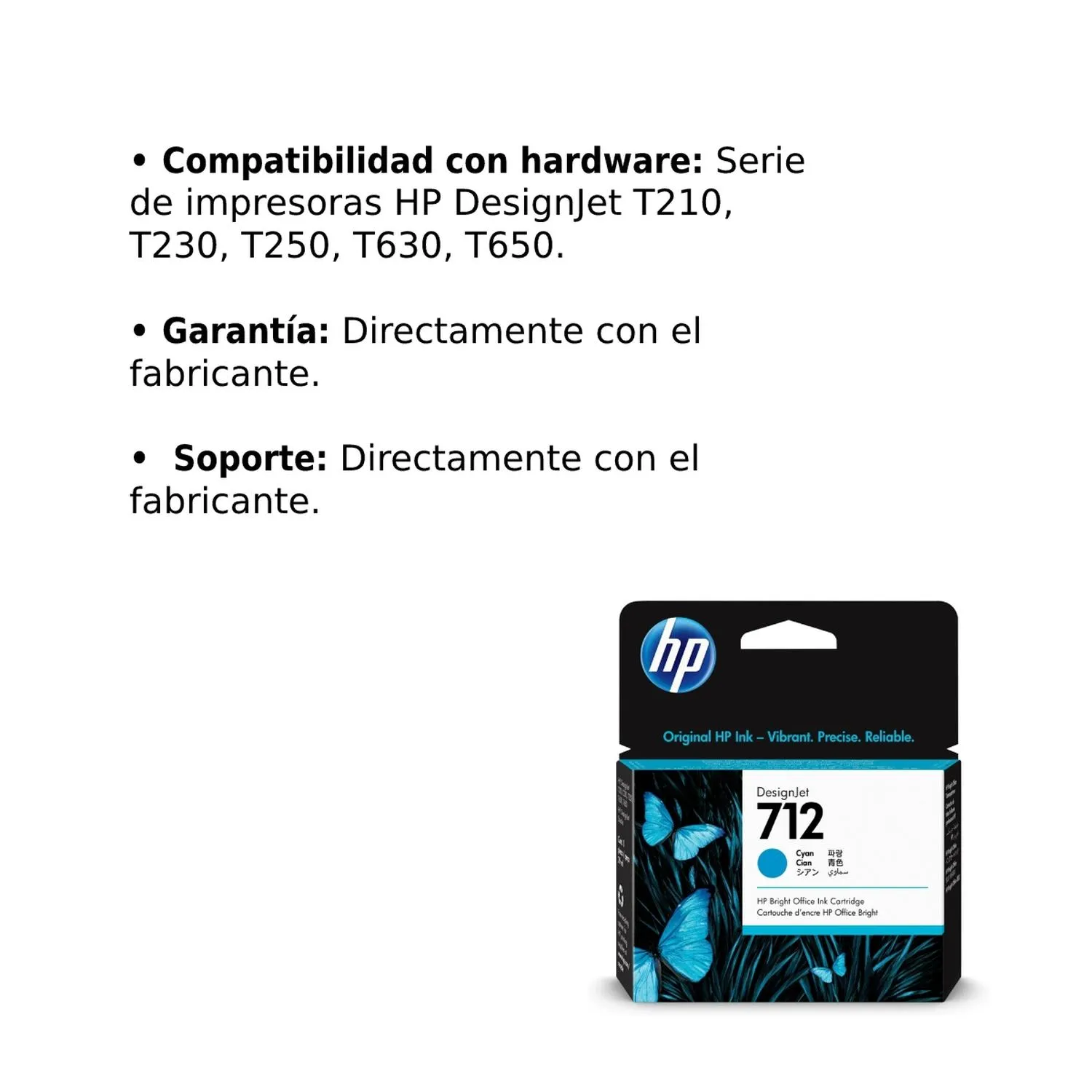 Cartucho Original De Tinta Hp 712 Cian, 29 ml