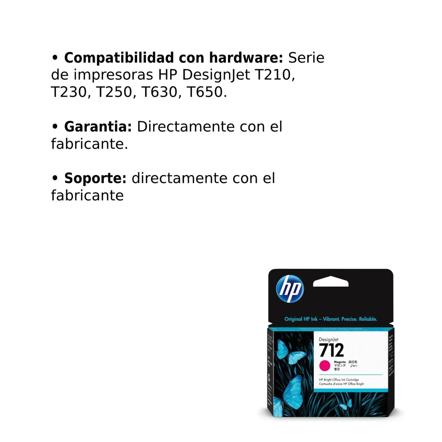 Cartucho Original De Tinta Hp 712 Magenta, 29 ml