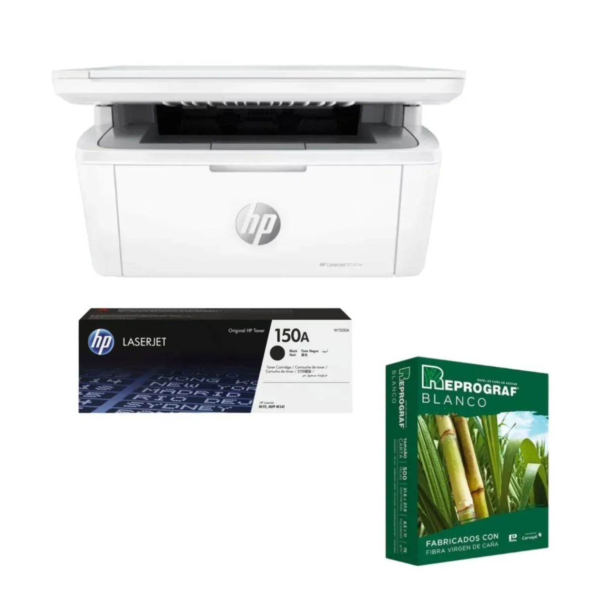 Combo Impresora HP LaserJet M141w +Tóner HP 150A + Resma