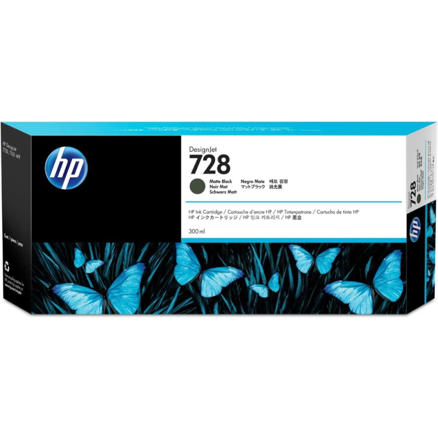 Cartucho Original De Tinta Hp 728 Negro Mate, 300ml