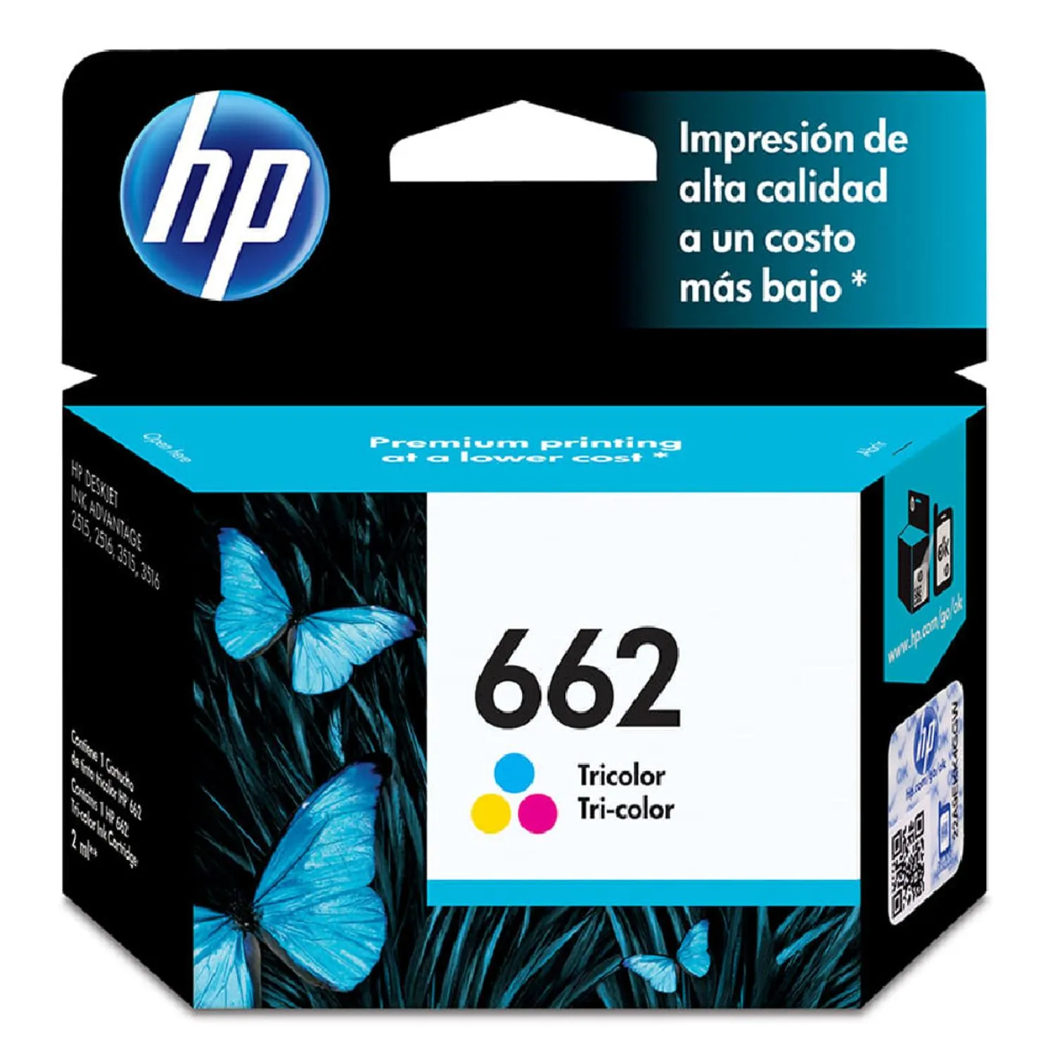 Cartucho Original De Tinta Hp 662 Tricolor, 100 Páginas, 2 ml