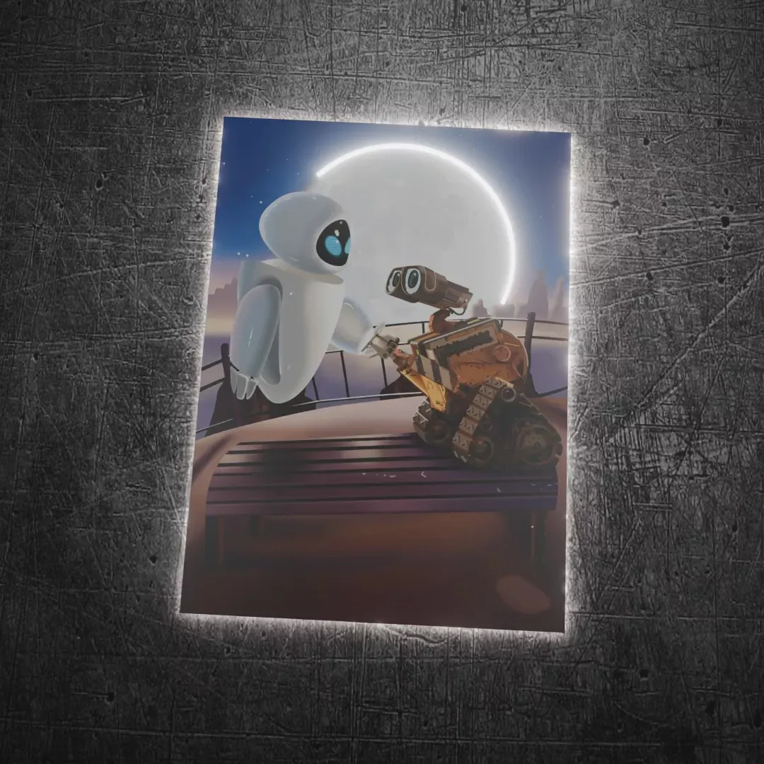 Cuadro Decorativo con Luces Wall-e y Eva V317