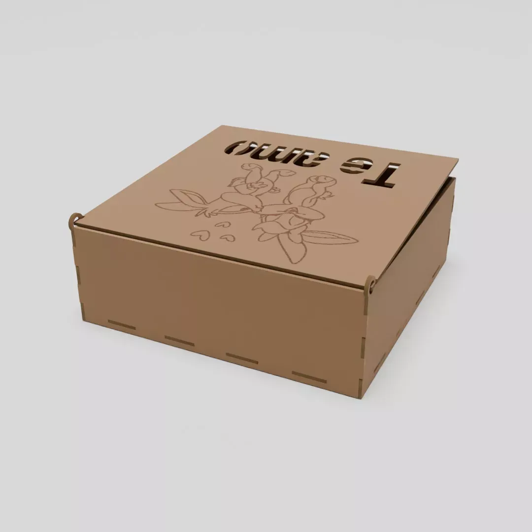 Cofre Caja Mensaje Te Amo y Figura de Bugs y Lola Bunny en MDF V325