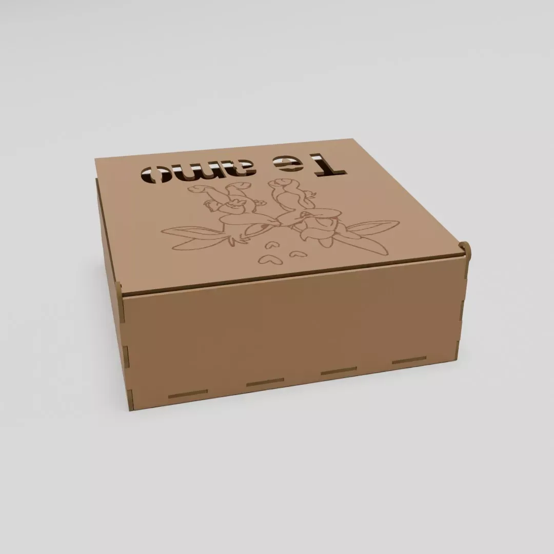 Cofre Caja Mensaje Te Amo y Figura de Bugs y Lola Bunny en MDF V325