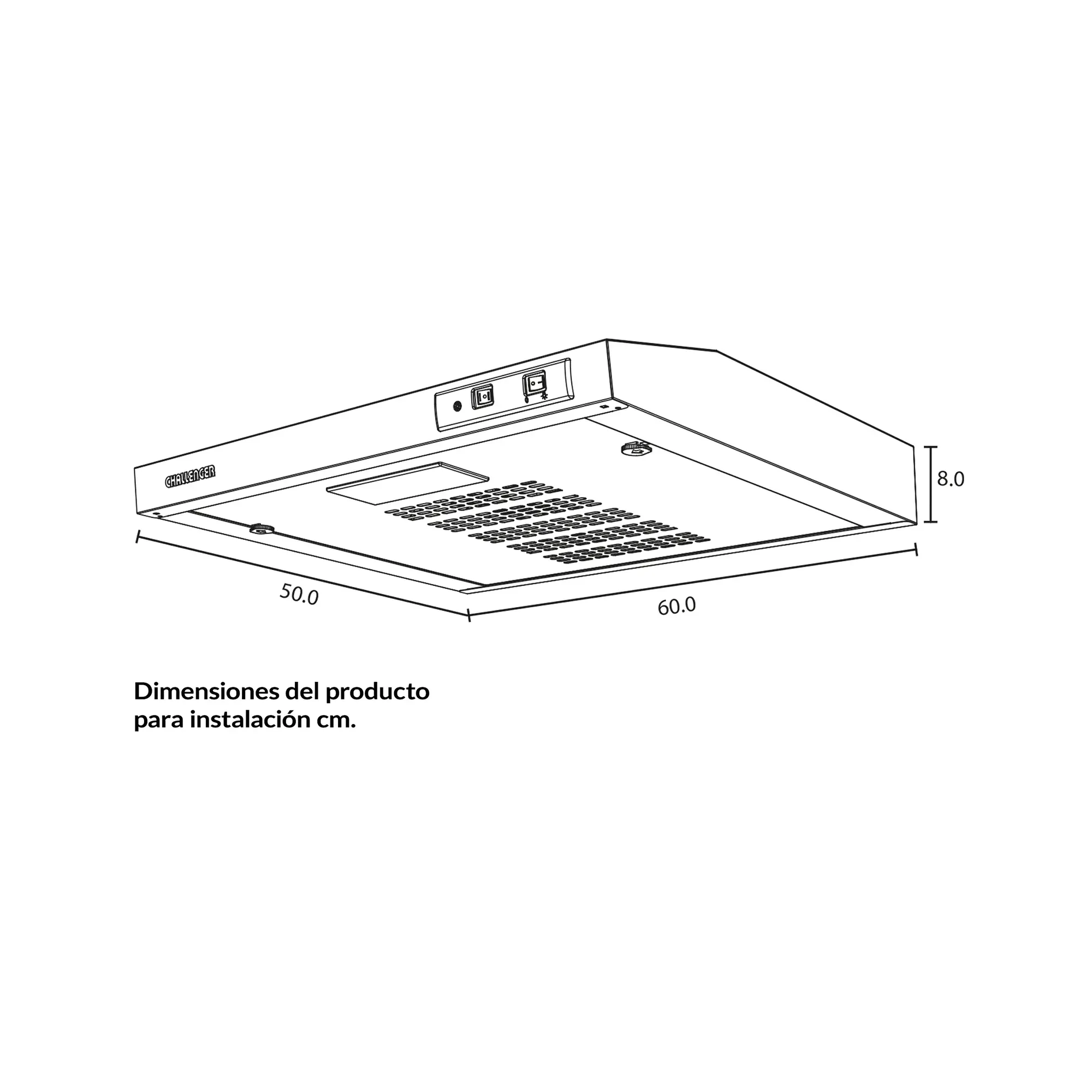 Campana Horizontal En Acero Inoxidable Challenger 60 cm 2 velocidades - Cx 4000  Acero Inox