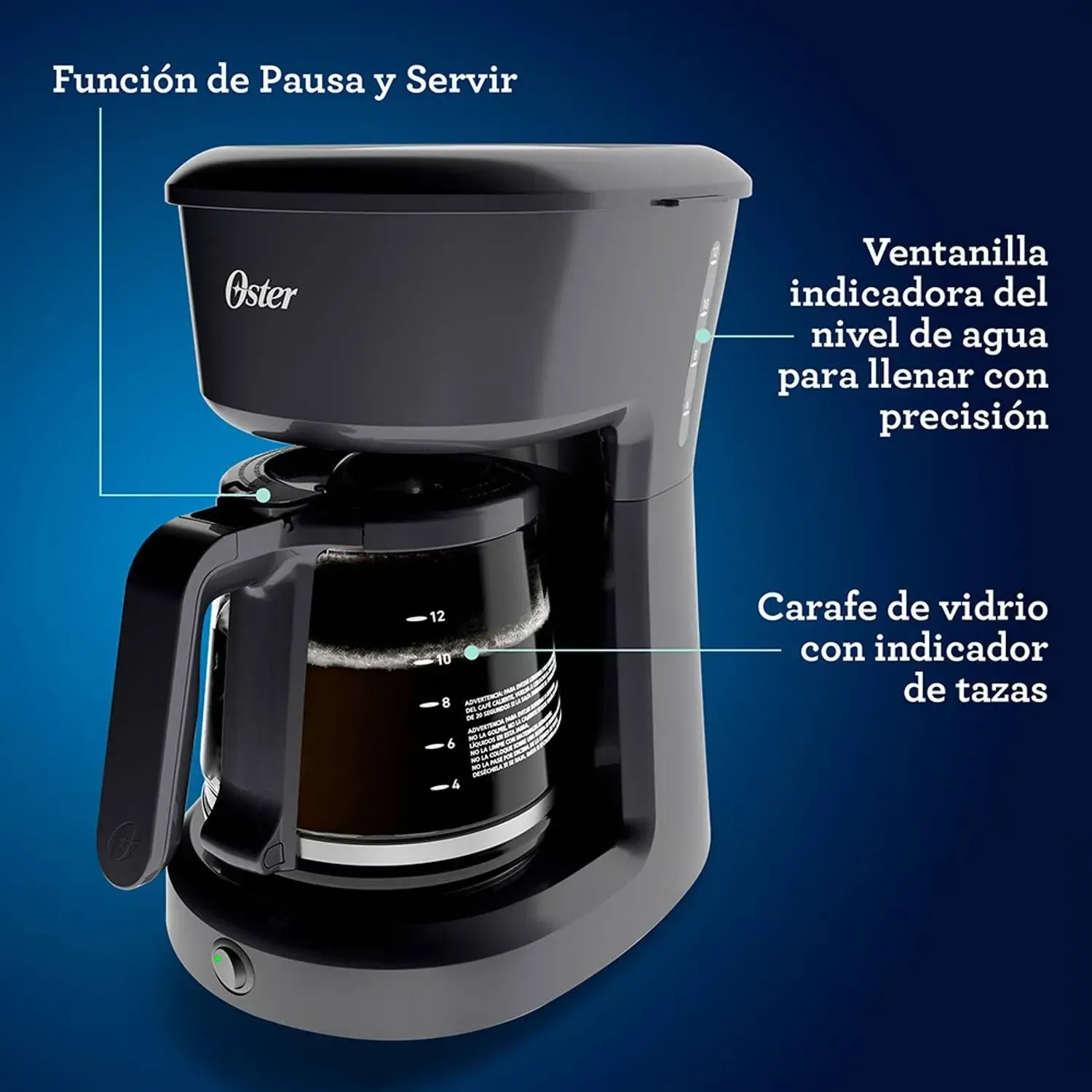 Cafetera OSTER Capacidad 12 Tazas Jarra Vidrio Original