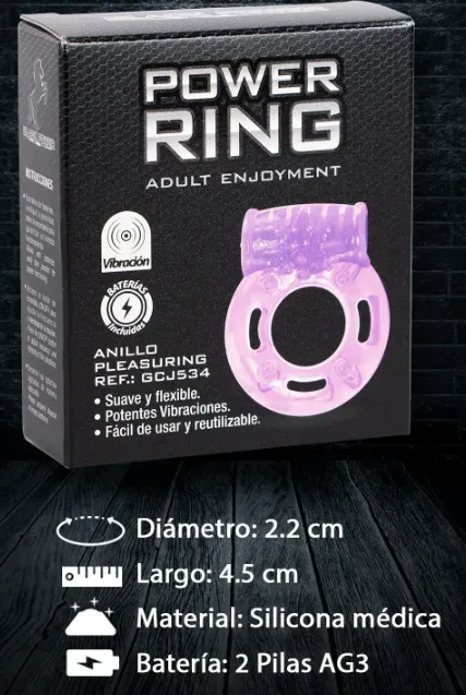 Kit Power Sex, Anillo Vibrador, Preservativo Vitalis Delay e Cooling y Lubricante Multiorgasmo