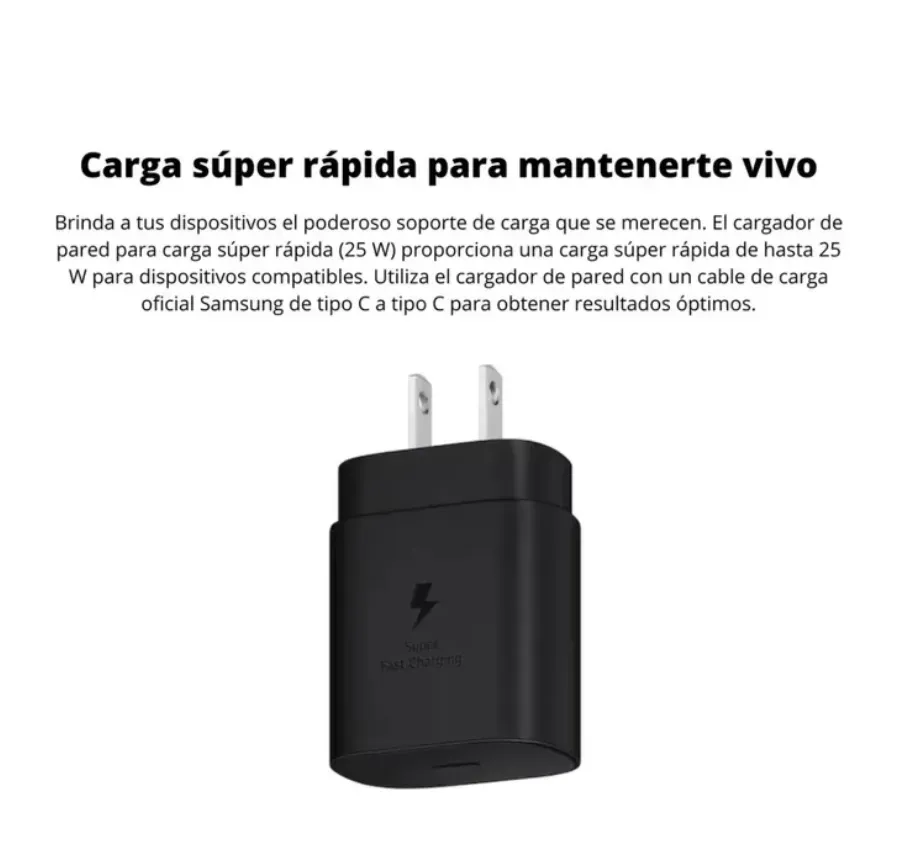 Cargador Samsung 25w Carga Rápida