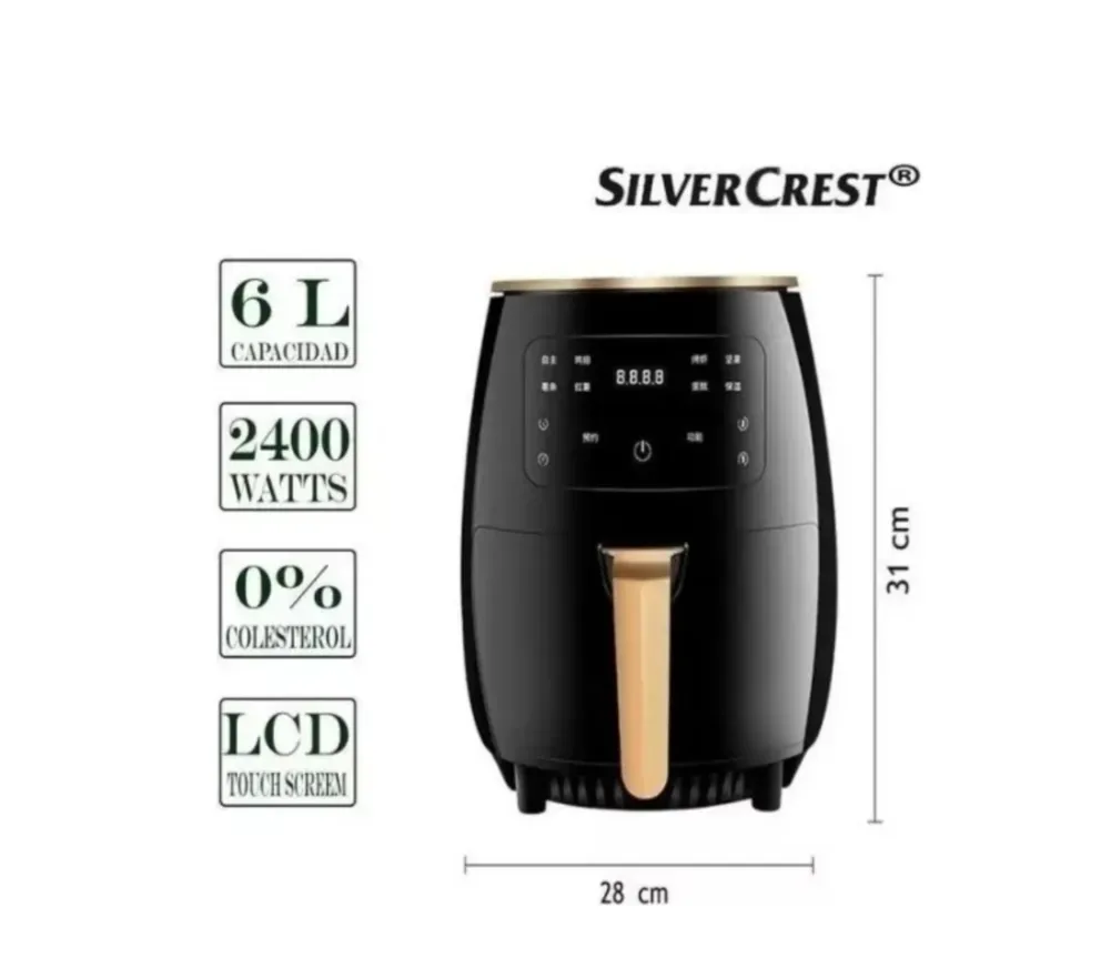 Olla Freidora De Aire Air Fryer Silver Crest 6l + Parrilla