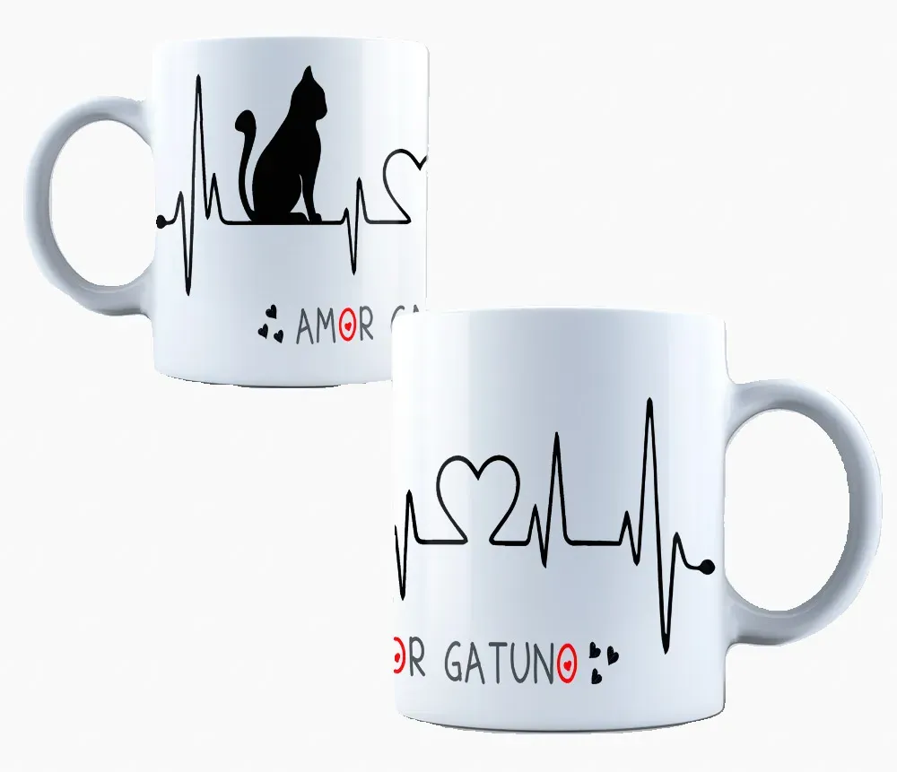 Mug Amor Gatuno Blanco de 11 Oz