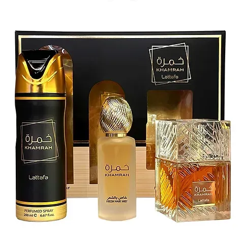 Perfume Estuche Lattafa Khamrah Eau de Parfum 3 Piezas 100ml Unisex Original