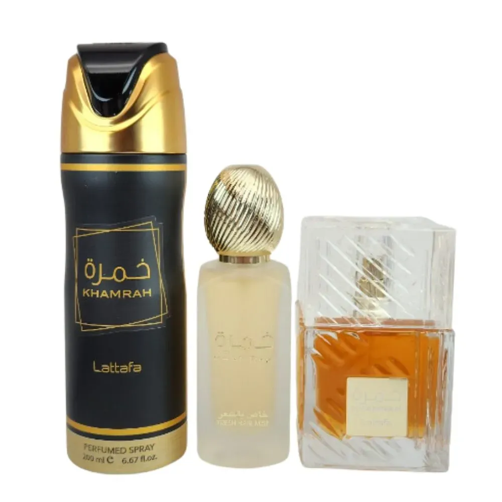 Perfume Estuche Lattafa Khamrah Eau de Parfum 3 Piezas 100ml Unisex Original