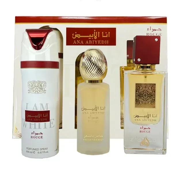 Perfume en Estuche Lattafa Ana Abiyedh Rouge EDP 3 Piezas 60ml Unisex Original