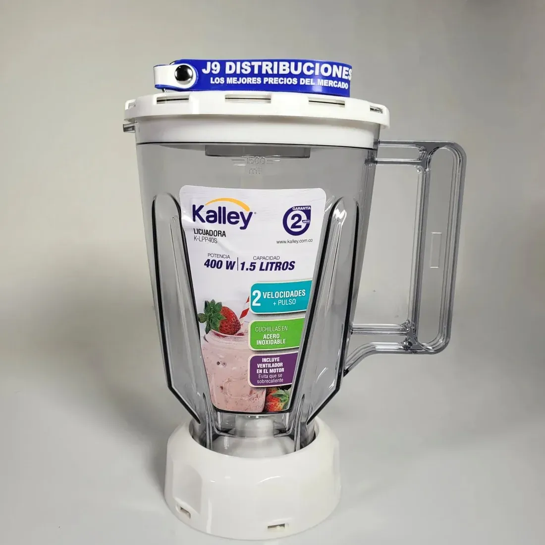 Licuadora KALLEY 400W 1.5 Litros Vaso Acrílico