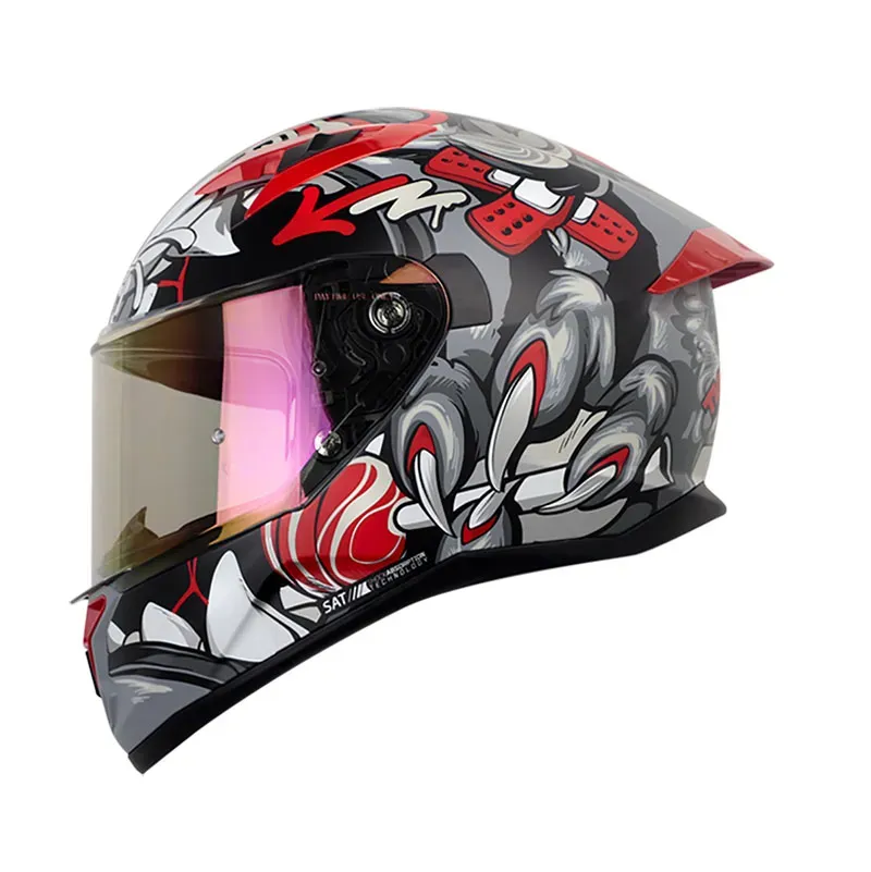 Casco Integral SHAFT 522 Sp Tiguerazo Rojo Mate Talla S 