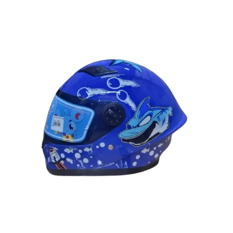 Casco Integral Krm Kids Tiburón Azul Brillo Talla Unica