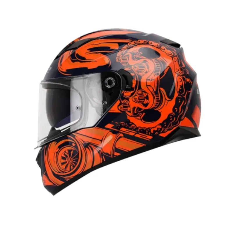 Casco Integral Ls2 320 Stream Evo Turbo Azul Naranja Brillo Talla L