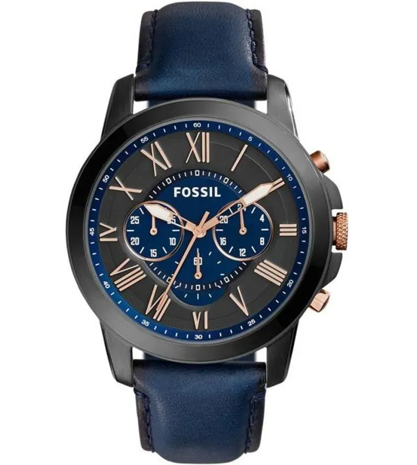 Fossil Grant Chronograph Navy Leather FS5061