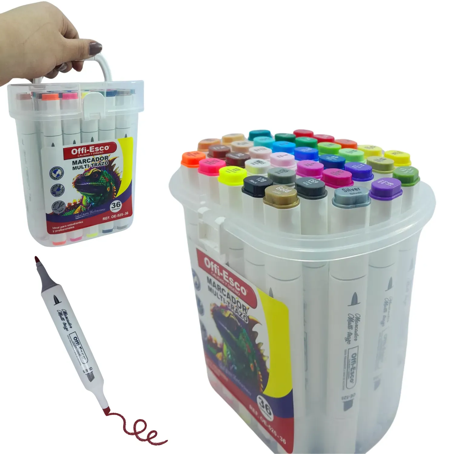 Marcadores Tinta De Alcohol Offi Esco X36 Doble Punta