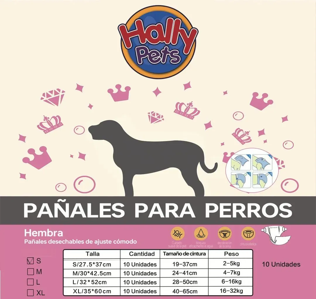 Pañal Desechable Para Mascota Hembra Talla L Por 10 Und