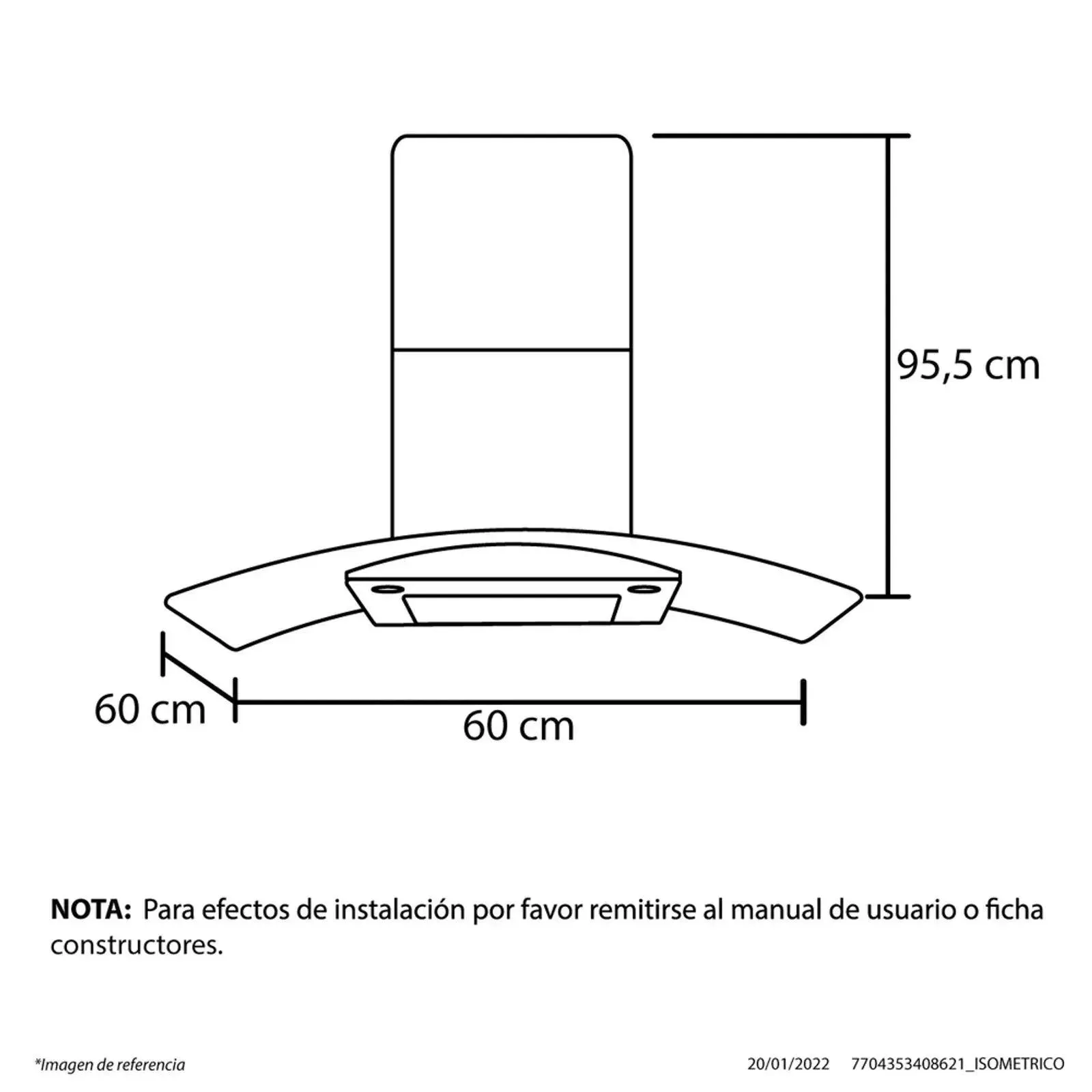 Campana Isla inox 60 cm 4 Velocidades Haceb