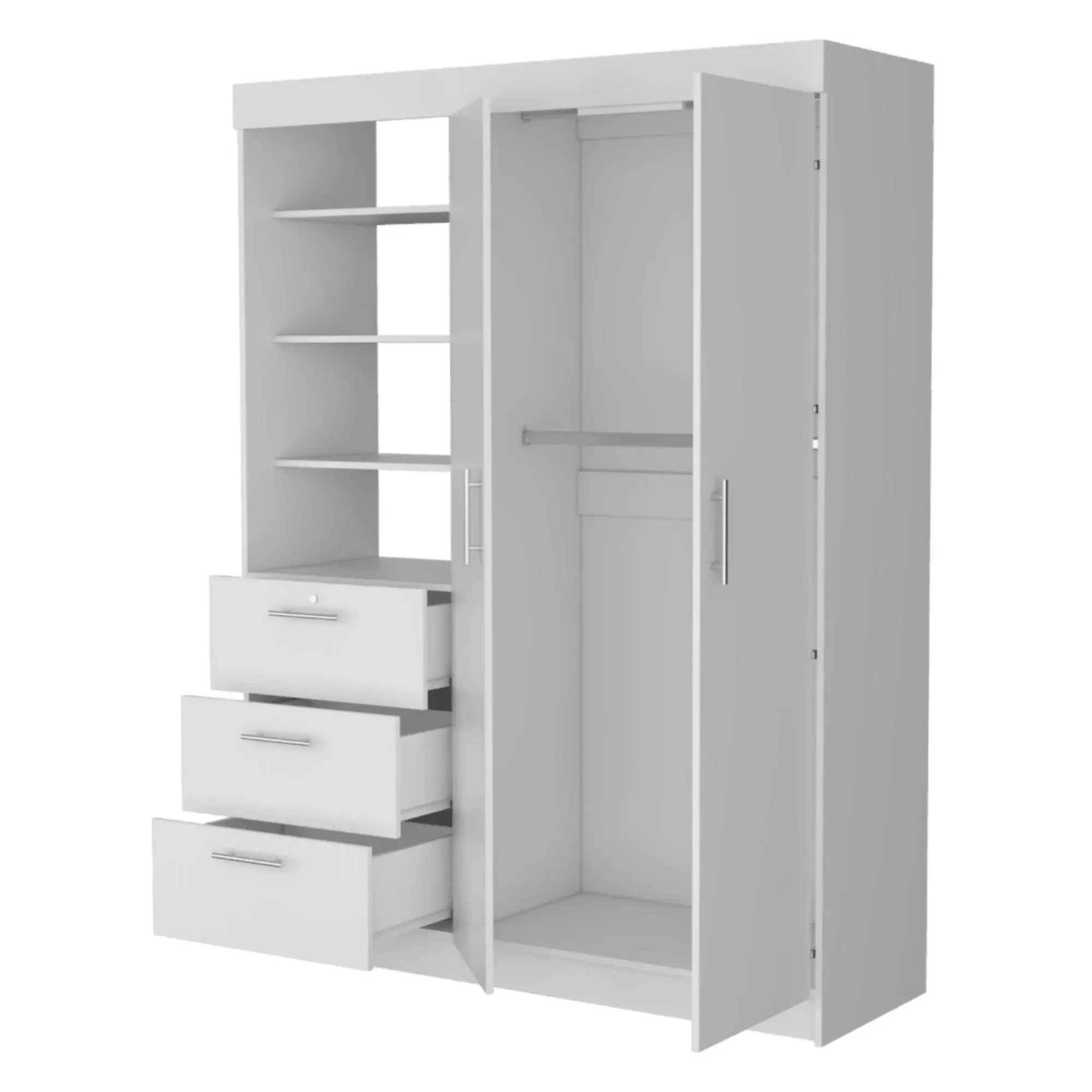 Closet Pekín, Blanco Vainilla,Con Dos Puertas Abatibles y Tres Cajones Organizadores