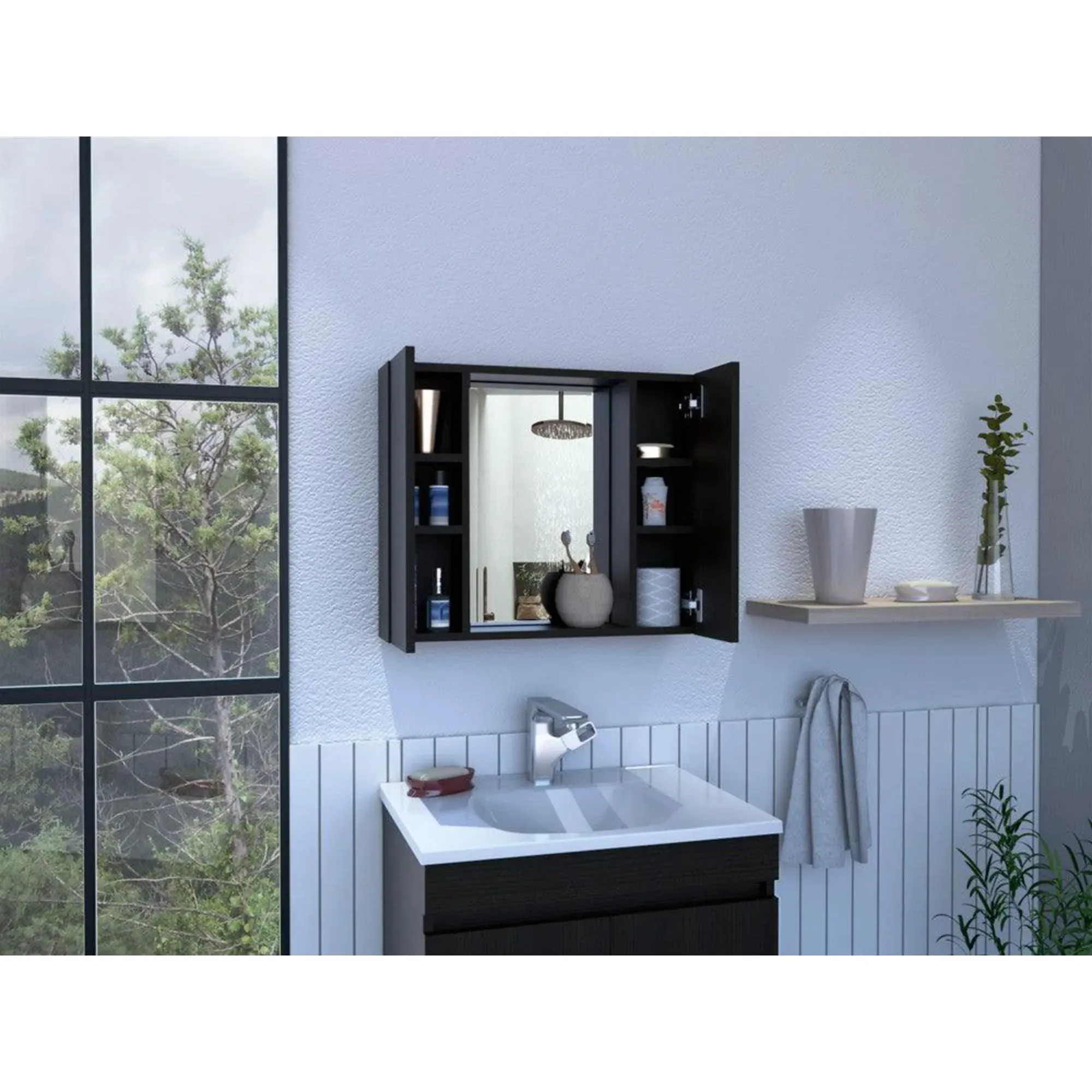 Estantería De Baño Kova, Wengue, Con Cuatro Entrepaños ZF