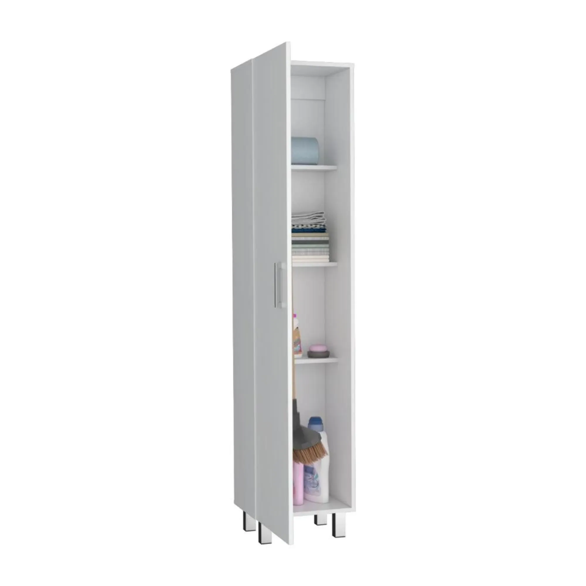 Mueble De Aseo Vinto, Blanco, Con Colgador De Escobas ZF