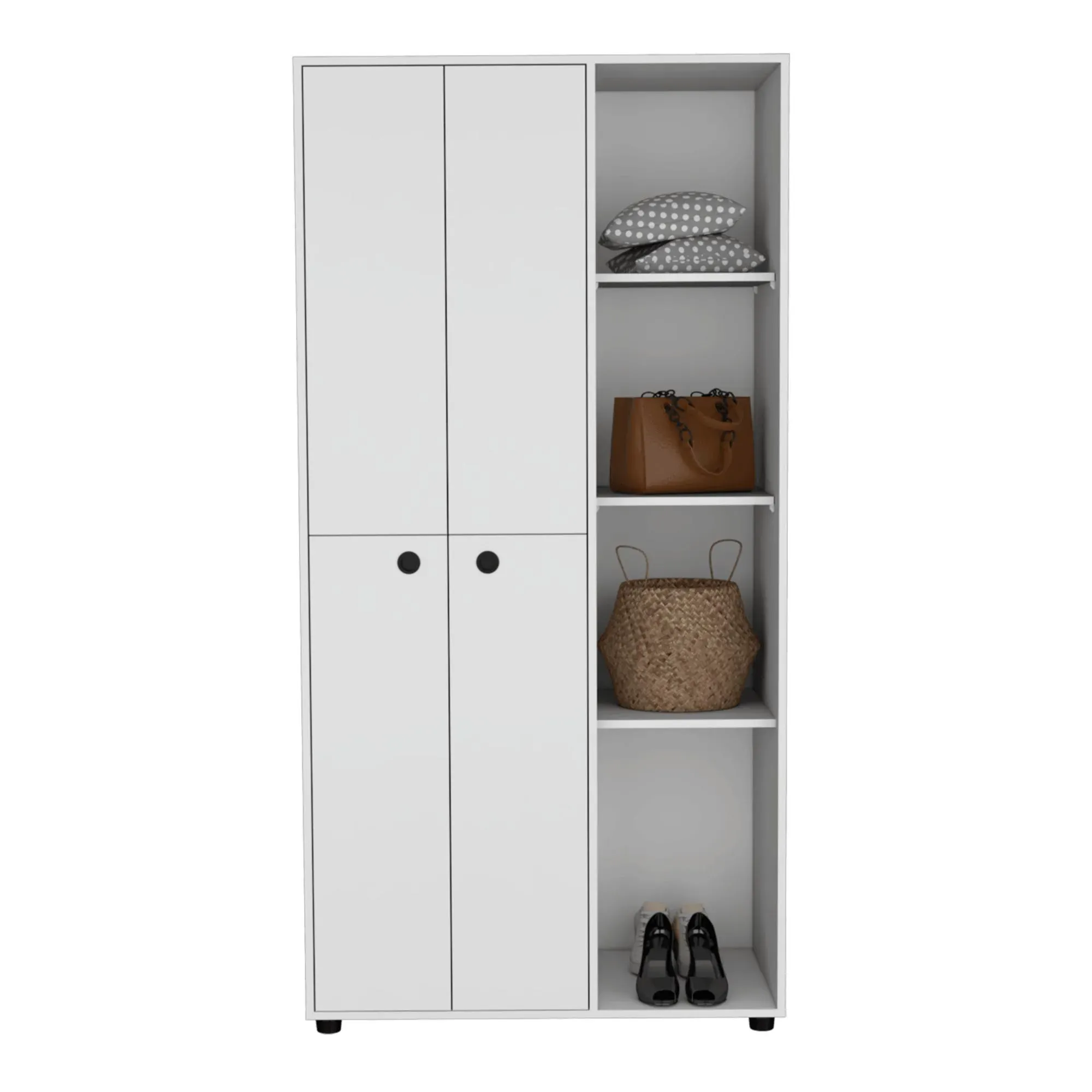 Closet Mandi, Blanco, Con Dos Tubos y Un Cajon Deslizable ZF