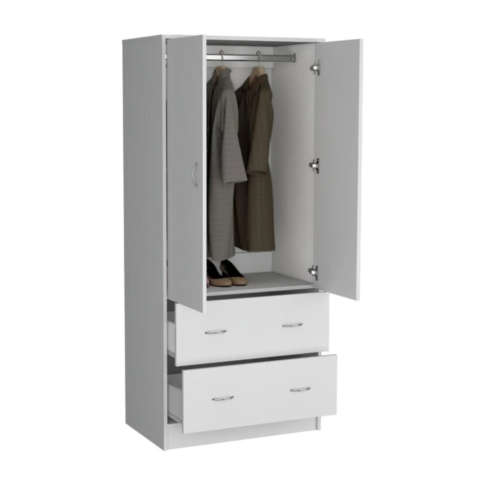 Closet Pilic, Blanco, Dos Cajones Con Gran Capacidad De Almacenamiento ZF