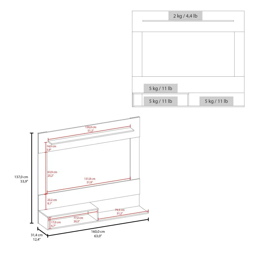 Panel De Tv Ascher, Milan Y Wengue Hasta 70 Pulgadas