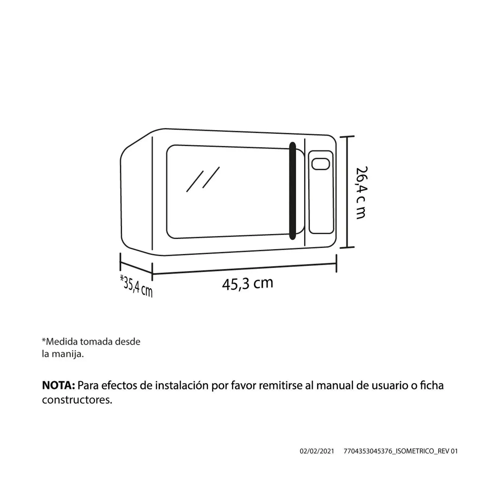 Horno Microondas Haceb Inox Con Manija 0.7 (20 Litros)