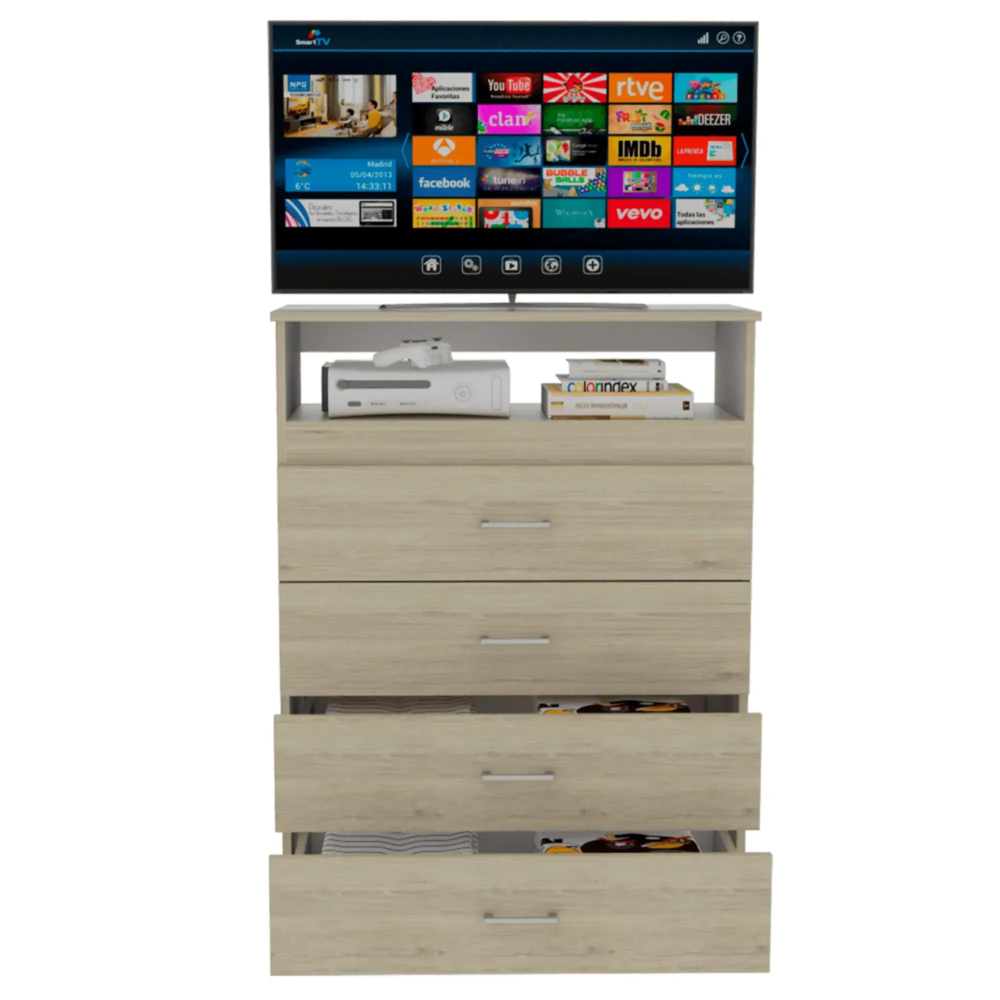 Organizador Barlovento, Beige y Blanco, Con Cuatro Cajones