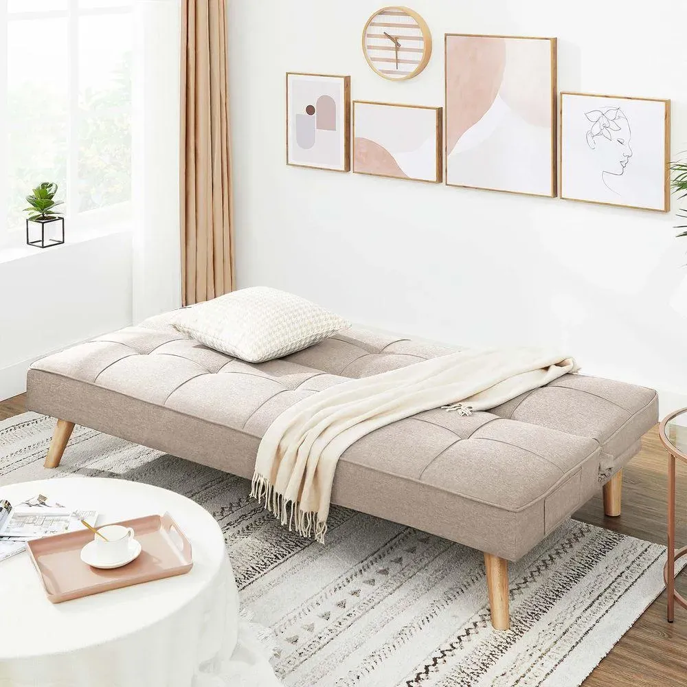 Sofá Cama Galet, Beige, Sillón Reclinable 3 Puestos