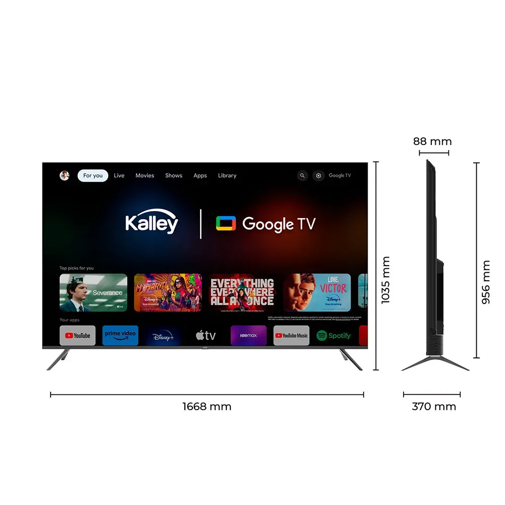 Televisor Kalley 70" Pulgadas, GTV - QLED - 4K - UHD, Color Negro