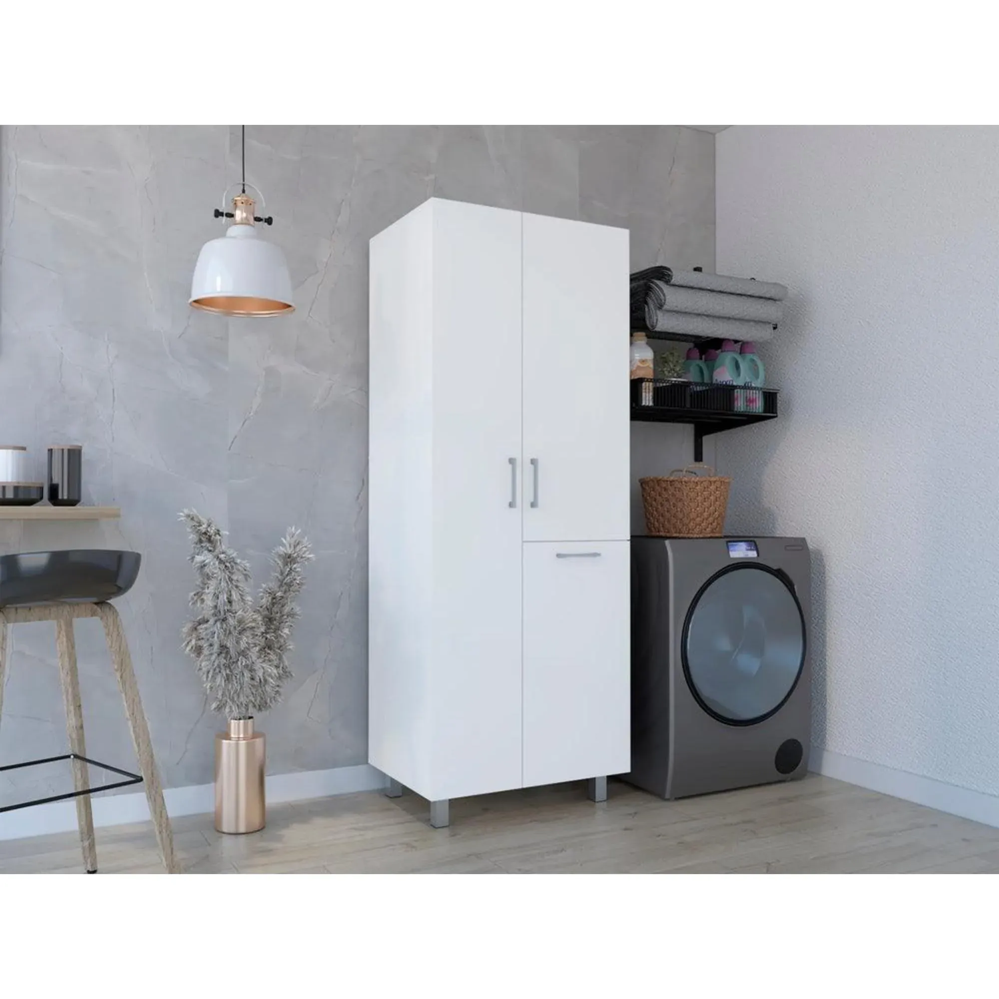 Mueble de Aseo Ameris, Blanco, Gran Espacio Para Almacenar Articulos De Aseo