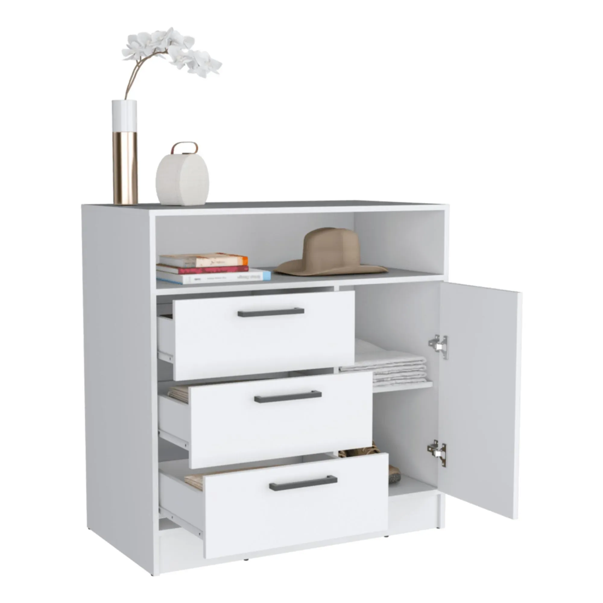 Organizador Omex, Blanco, Con Tres Cajones y Una Puerta Abatible ZF