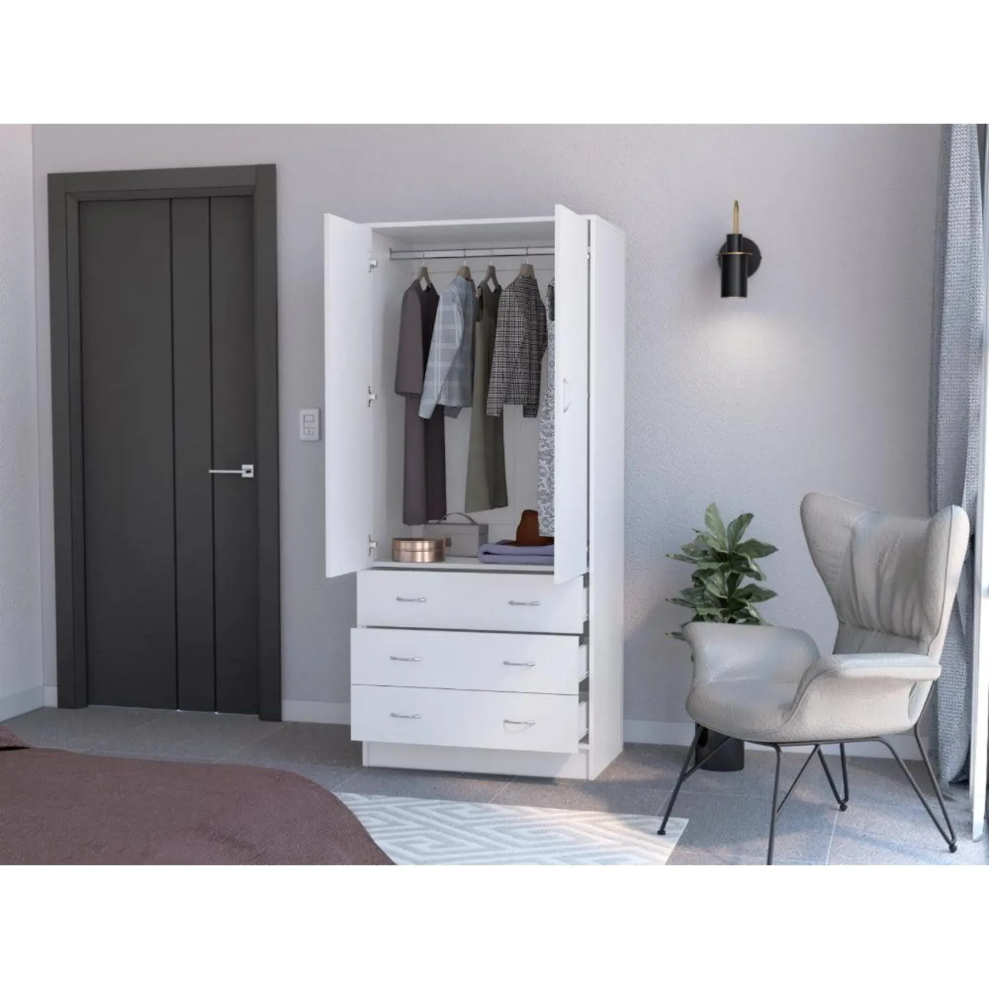 Closet Pilic, Blanco Duqueza, Tres Cajones Con Gran Capacidad De Almacenamiento ZF