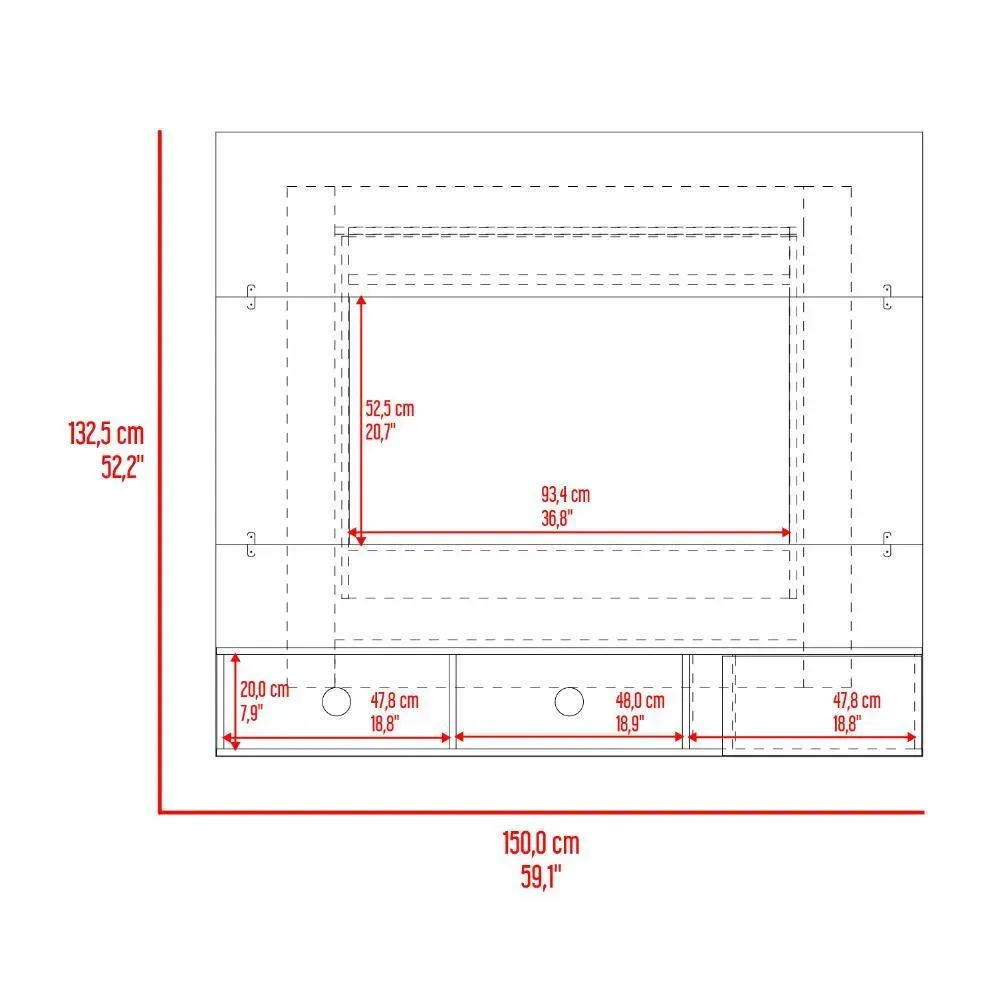 Panel para TV Light, Blanco Duqueza Y Fresno Europeo