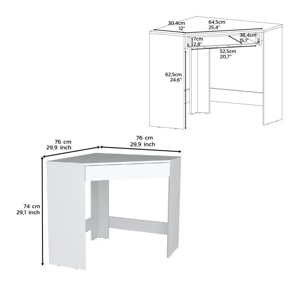 Escritorio Esquinero Amity, Blanco, Con Un Cajón ZF