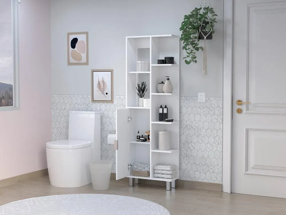 Mueble De Baño Tani, Blanco, Con Puerta Abatible y Diseño Moderno ZF