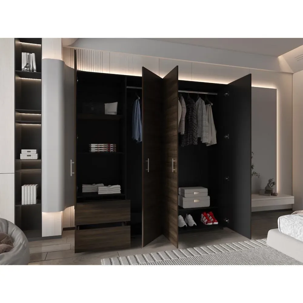 Closet Light 200, Nogal Y Wengue, Con Amplios Espacios De Almacenamiento